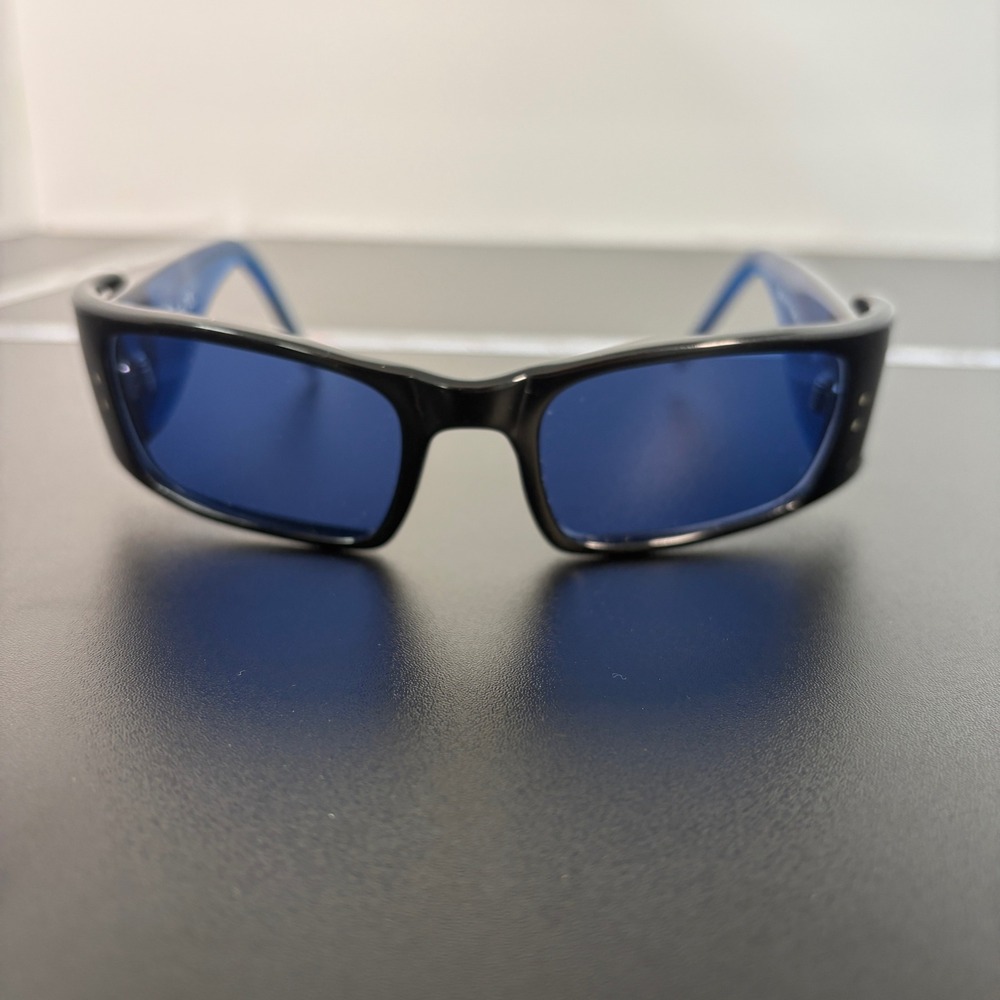 Eye'DC Women Sunglasses OS Blue Black Rectangular Wrap I 596 008 Made in France
